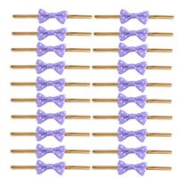 Hemoton 100pcs Colors Bow Tie Twist Lovely Cute Bow Twist Tie for Bakery Candy Lollipop Sealing Cello Bag Treat Bag(Purple)