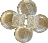 Rustic Burlap & Lace 48 Place Setting of Printed 8" Plates & Matching Napkins, Wedding, Shower, Bachelorette Party, Anniversaries, Birthdays, Mother's Day, Tea Party