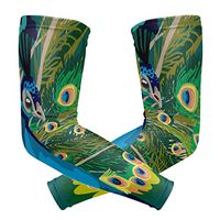 LEVEIS Peacock Painting Arm Sleeves UV Protection for Men Women Sunblock Protective Gloves Running Golf Cycling Driving Long Arm Cover 1 Pair