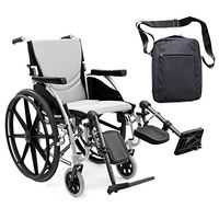 Karman S-Ergo 115 Ultra Lightweight Ergonomic Wheelchair | Seat Size 18" X 17" | Upgraded to Elevating Legrests | Fixed Wheels and Mag Wheels in Silver & Free Front Zip Pocket Bag Black!