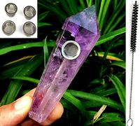 3.5-4.5 Inches Natural Quartz Stone Healing Crystal Point Wand Craft with 5 Metal Filters &1 Brush (Transparent Amethyst)