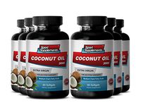 Extra Virgin Coconut Oil Cold Pressed Unrefined - Extra Virgin Coconut Oil 3,000mg - Coconut Oil for Skin, Nails and Hair Care (6 Bottles 360 Softgels)
