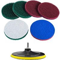 Super Large Size 7 Inch Drill Powered Brush Tile Scrubber Scouring Pads Cleaning Kit, 2 Different Stiffness, 7-Inch Disc Pad Holder with 6 Scrubbing Pads, Cleans Large Flat Areas Perfectly (7-inch)