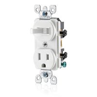 1-Pole Commerical Grade Tamper-Resistant Combo Duplex Receptacle/Toggle Switch, White, 120 Volts, 15 Amps