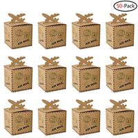 Faylapa 50Pcs Retro Travel Themed Wedding Candy Boxes Vintage Party Favors Air Mail Gift Bonbonniere Baby Shower Party Birthday Decor
