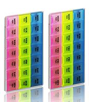 21 Compartments Pill Organizer Box, Medicine Remainder with Snap Lids| 7-day AM/PM for Pills, Vitamins. (6038 2pcs)