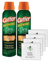 Cutter Backwoods Dry Insect Repellent, Aerosol, 4-Ounce, 2 Pack W/ 4 Bonus Moist Towelettes!