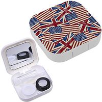 Portable Contact Lens Case Box Travel Kit Mirror + Bottle + Tweezers Container Holder [ Flags ]