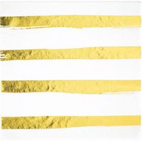 White and Gold Foil Striped Napkins, 48 ct
