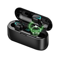 Bluetooth Headphones Wireless Earphone 5.0 Binaural Mini in Ear Sport Earphones with 2000mAh Portable Charging Case, Power Display, TWS IPX7 Waterproof, 30 Hour Playtime for Phone TV PC - Black