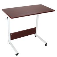 Adjustable Height Desk Laptop Desk Office Home Movable Table Bedside Lapdesk with 4 Wheels Flexible Wooden Stand Desk Cart Tray Side Table (Red, 80cm40cm)