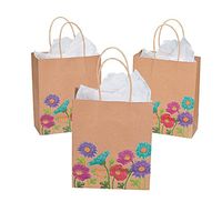 Love in Bloom Wedding Gift Bags (12 Pack) 7 1/4" x 3 1/2" x 9" with 4" Handles