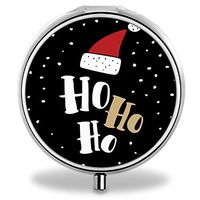 Christmas Hat Pill Case, Round Stainless Drug Organizer Container Medicine Cover for Pocket Daily&Weekly