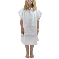 Shusuen Kids Hooded Towel Poncho Robe with Pockets Boys and Girls Hoodie Towelling Swimming Surfing Beach Bathing White