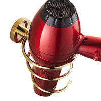 WINCASE Brass Material Hairdryer Holder with Round Base,Wall Mounted Rack Hair Drier Storeage Organizer Golden Finished