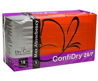 Dry Care’s ConfiDry Maximum Absorbency Briefs, Elastic Waist, Refastenable Tabs, Night and Day, 24/7 Wear, (Small 1 Bag)