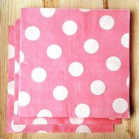 Tableclothsfactory Big Polka Dots Restaurant Party Beverage Paper Napkins - Pink and white - 20 PCS