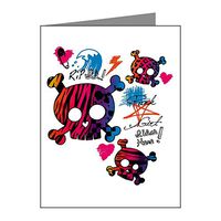 Note Card Punk Girl Skulls Peace Symbol