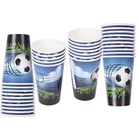Soccer Ball Party Supplies SERVE 30 16OZ Soccer Birthday Disposable Cups Party Pack for Kids Boy Brithday Drinking Hot Chocolate Coffee Tea Beer Juice