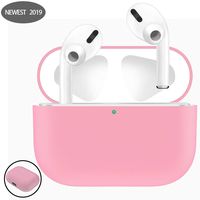 LANGXIANGO Compatible for Airpods Pro Case, Cute Carrying Case for AirPods 3 Charging Case [2019 Release] Shock-Absorbing Soft Slim Silicone Case Skin [Visible Front LED] (Pink)