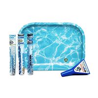 Mini Rolling Tray (Ripple) with Cyclones Clear King Size Pre Rolled Cones (Ice Dream, Blue Chill, and Unflavored) and Barracuda Cone Filler – 5 Items – Bundle