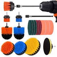 Drill Brush Attachment Set-19 Piece Power Scrubber Cleaning Kit for Kitchen and Bathroom Surfaces Tub, Grout, Tile, Sink, Carpet, Wheel, Corner and Boat