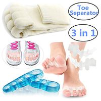 Toe Separators Set - 1 Pair, Toes Alignment Socks, Gel Toe Spacers Toe Stretchers, Instant Therapeutic Bunion Relief for Women and Men (White)
