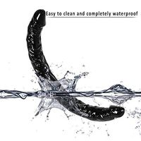 Real Feeling 16.5 Inch Soft and Flexible Silicone Double Headed - Lifelike Texture Dîld.ɔ Silicone Double Headed Stick for Woman Super Exciting Simulation Toys Waterproof PVC (Color : Black)