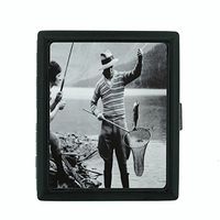 Perfection In Style Metal Cigarette Case Vintage Fishing Design 001