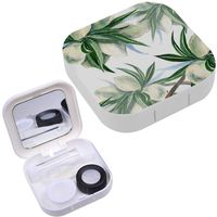 Portable Contact Lens Case Box Travel Kit Mirror + Bottle + Tweezers Container Holder [ Branches Almonds ]