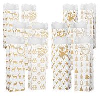 12 Pack Set of Christmas Wine Bottle Bags with Included Tissue Paper – Premium Quality with Handles and Name Cards - 4 Cute Winter Holiday Designs for Wine, Liquor and Beer Bottle Gifts