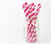 Hot Pink Swirl Pattern Paper Straws (25 pcs.)