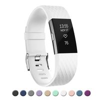 POY Replacement Bands Compatible for Fitbit Charge 2, Special Edition Adjustable Sport Wristbands, Large White