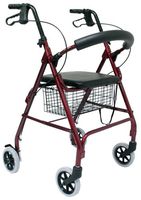 Karman Healthcare R-4600-BD Aluminum Rollator with Standard Seat Height, Burgundy, 6" Casters