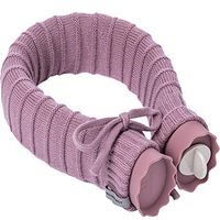 PLAFUETO 0.7L U-Shape Hot Water Bag Silicone Bottle Neck Hand Warmer Heater with Knitted Cover Water Storage Bags-Rose Red