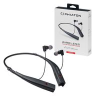 Phiaton BT 100 NC Black Wireless Bluetooth Active Noise Cancelling Neck Band Style Earphones with Mic