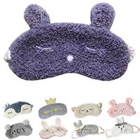 Cute Sleeping Eye Mask Plush Blindfold Travel Sleep Masks Super Soft Eye Cover for Kids Girls and Adult (G-Navy Rabbit),Pack of 1