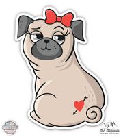 GT Graphics Pug Cutie Sexy - 8" Vinyl Sticker - for Car Laptop I-Pad - Waterproof Decal