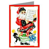 Vintage Santa Checking His List twice Christmas Holiday Note Card Set
