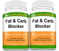 2 Bottles Fat and Carb Blocker with Phaseolus Vulgaris (White Kidney Bean Extract) Chitosan Extreme Diet Pills Weight Loss 180 Total Capsules KRK Supplements