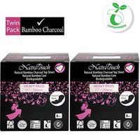 NATRATOUCH ~ COMPOSTABLE ~ Natural Bamboo Charcoal Sanitary Pads (Heavy Flow - 2 Pack Total 16 Pads)