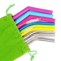 Bonnevie Reusable Straws Stainless Steel Straws Silicone Straws Set of 12 Packs in Different Size Drinking Straws for YETI & TUMBLER Perfect Smoothie Straws