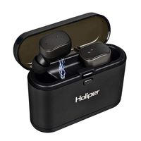 Holiper Long Battery Life Bluetooth Earbuds with Charging Case, True Wireless HD Stereo in Ear Headphones with Microphone for iPhone Samsung Android Computer Running Workout Sport, Black