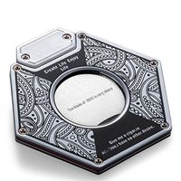 OLT- Smoking set Portable Cigar Cutter Stainless Steel Double Blade Guillotine Scissors for Most Size of Cigars, Hexagonal (Color : Silver Black)