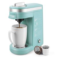CHULUX Single Serve 12 Ounce Coffee Brewer,One Button Operation with Auto Shut-Off for Coffee or Tea,Cyan
