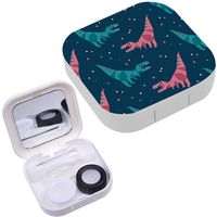 Portable Contact Lens Case Box Travel Kit Mirror + Bottle + Tweezers Container Holder [ Origami Dinosaurs Triangles ]