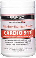 Cardio 911 - Heart Health Powder Supplement - L Arginine 5000mg - L Citrulline 1000mg, Cardiovascular - Nitric Oxide Booster - 16 Oz. Mixed Berry Flavor - 30 Day Supply