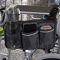 Wheelchair Accessories, Waterproof Wheelchair Bags to Hang on Side with Bright Line Black Storage Organizers for Home/Outdoor/Car (Black Side Upgraded Version)