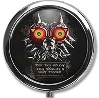 Hanbalin - Legend of Zelda Majora S Mask Custom Round Silver Pill Box Pocket 2.1 inches Medicine Tablet Holder Organizer Case for Purse