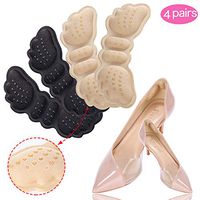 VABNEER 4 Pairs Heel Cushions for Shoes | Heel Grips for Heels | Back of Heel Protector for Shoes Too Big (Black & Beige)
